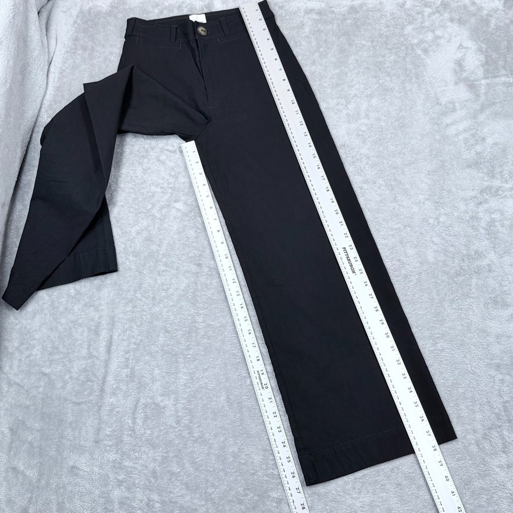 Maeve The Ettie High-Rise Crop Wide Leg Pants Women 26 Black Linen Anthropologie - Picture 6 of 8